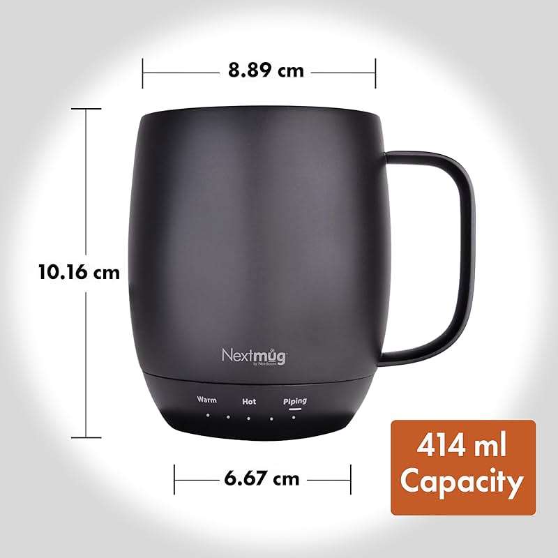 Nextmug - Temperature-Controlled, Self-Heating Coffee Mug (Black - 14 oz.) - Image 2