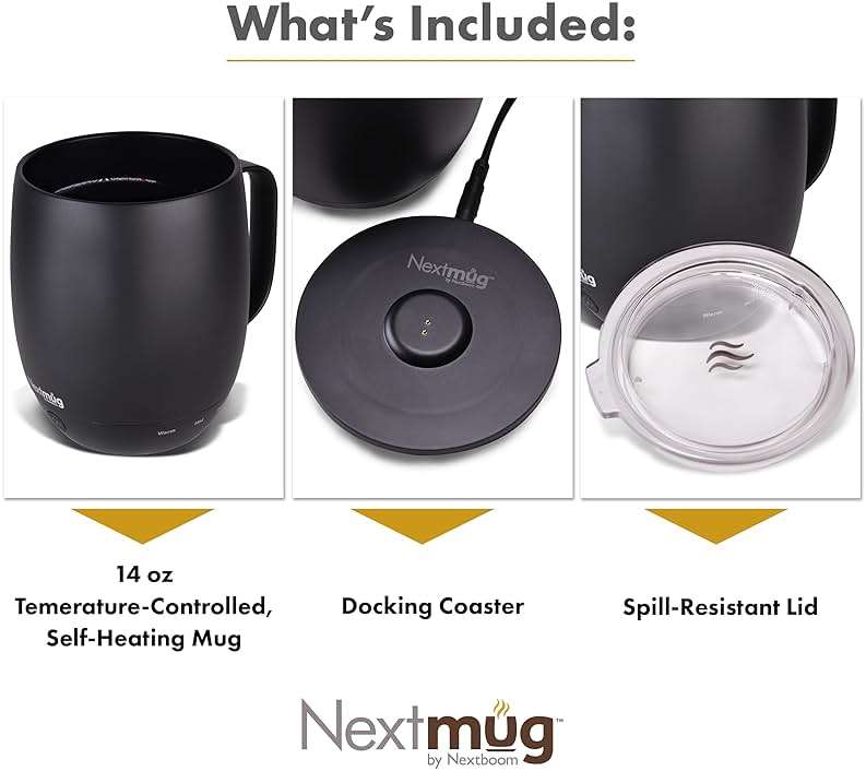 Nextmug - Temperature-Controlled, Self-Heating Coffee Mug (Black - 14 oz.) - Image 4