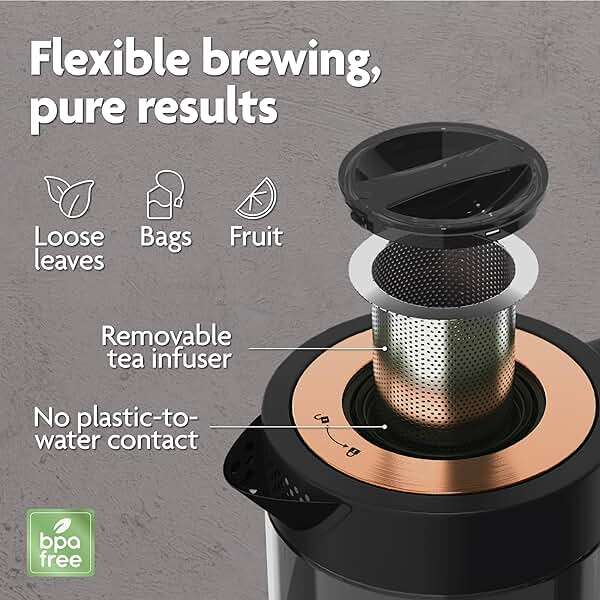 Viante Luxury Tea Set, Electric Kettle with Infuser, No Plastic In Contact With Water, 1.5L Borosilicate Glass, Ceramic Teapot, 4 Ceramic Cups, Bamboo Tray, Gift Box for Tea Lovers - Image 4