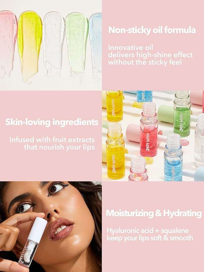 SHEGLAM Jelly Wow Hydrating Non-Sticky Lip Oil Moisturizing Plumping Lip Gloss - Berry Involved - Image 4