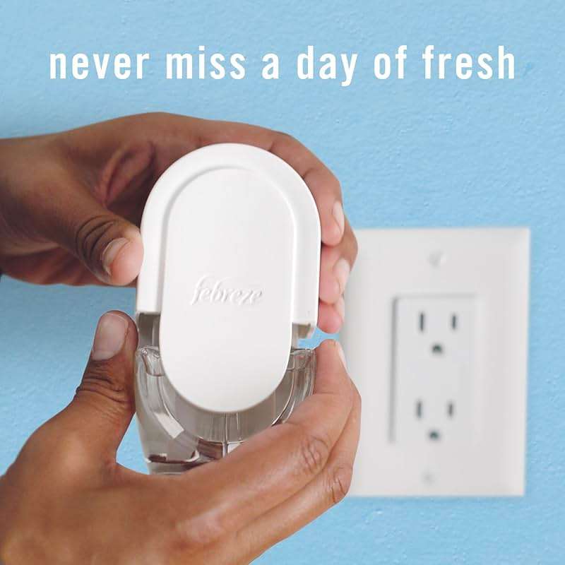 Febreze Plug-In Air Freshener, Odor-Fighting Scented Oil Starter Kit, Air Fresheners for Home and Bathroom and Kitchen, Long Lasting for Strong Odors, Downy April Fresh Scent, Warmer + 2 Refill - Image 8