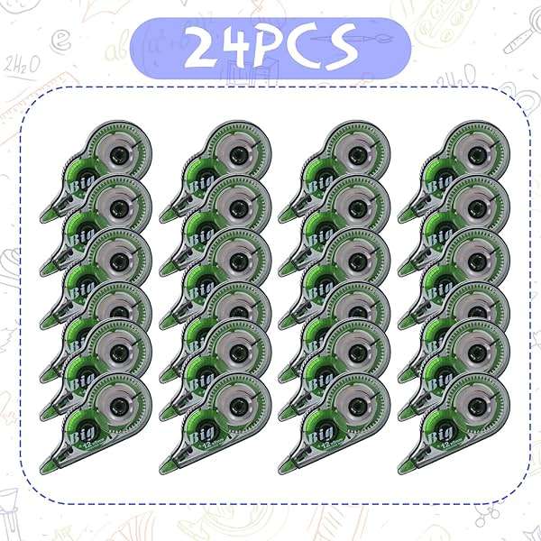 Yexiya 24 Pieces Correction Tapes Original Correction Wide Eraser Applicator Easy to Use Applicator Translucent Tapes Shows for Office Note Journal Scrapbooking, 0.2 Inch x 39.4 Feet - Image 6