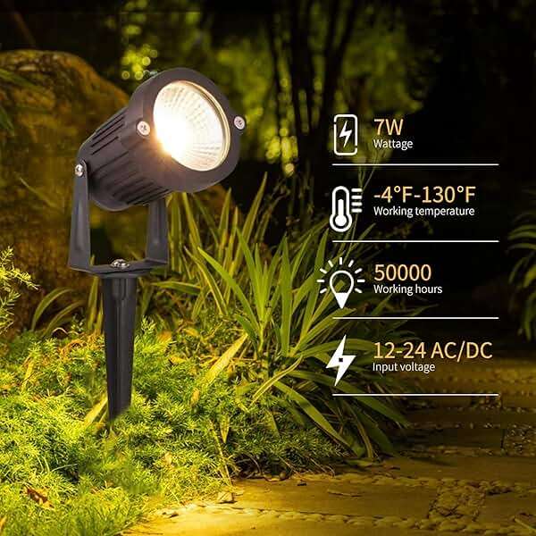 REEGOLD Low Voltage Landscape Lights Outdoor: 7W 700LM LED Landscape Lighting with Connectors for Tree Garden Yard Pathway | 12V 24V Warm White 2700K Spotlights | IP65 Waterproof | 6 Pack - Image 2