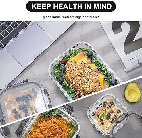 coccot Glass Food Storage Containers with Lids Airtight, Glass Meal Prep Containers for Lunch Food, Container Set, Easy to Open& Close/Microwave,Oven,Freezer,Dishwasher Safe/Leak-Proof（20 Pieces） - Image 6