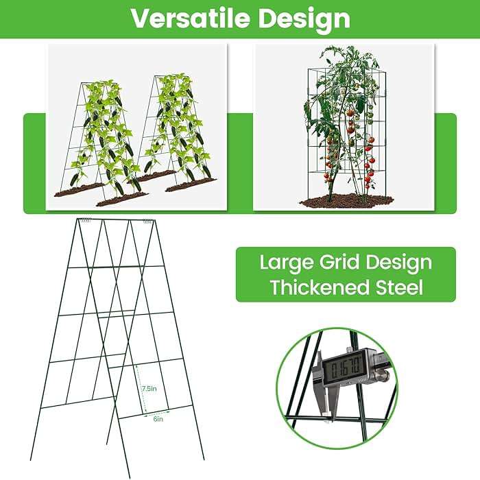 Toriexon Foldable Cucumber Trellis - 2 Pack, A-Frame Garden Trellis 46" L x 18" W, Steel Climbing Plants Support Raised Bed Trellis with Twist Ties & Plant Bags for Climbing Plants Outdoor - Image 6