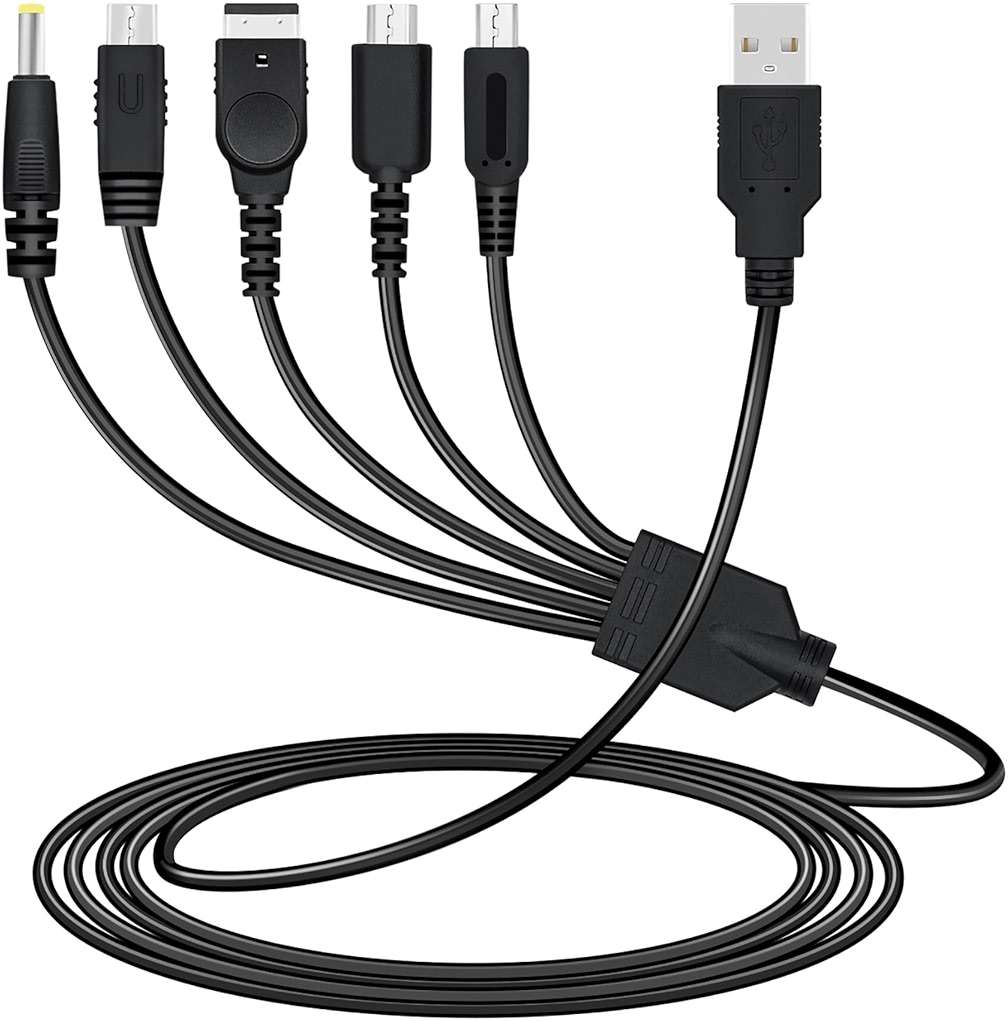 Mcbazel 5 in 1 USB Charging Cable for Nintendo DS Lite/NDS/New 3DS XL/New 3DS/3DS XL/3DS/2DS/DSi XL/Wii U/GBA SP(Gameboy Advance SP)/PSP 1000/2000/3000 Multi-Functional USB Fast Charger Cable-3.9FT - Image 1