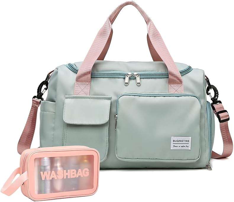 Small Gym Bag for Women, Travel Duffle Bag Carry On Weekender Bag with Shoe Compartment - Image 1