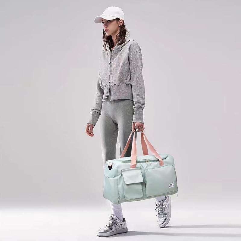 Small Gym Bag for Women, Travel Duffle Bag Carry On Weekender Bag with Shoe Compartment - Image 7