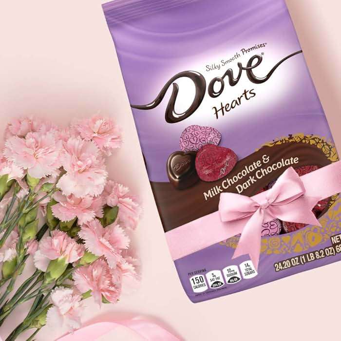 DOVE PROMISES Mixed Heart Milk Chocolate & Dark Chocolate, Valentine's Day Candy Hearts, 24.2 oz Bag - Image 6