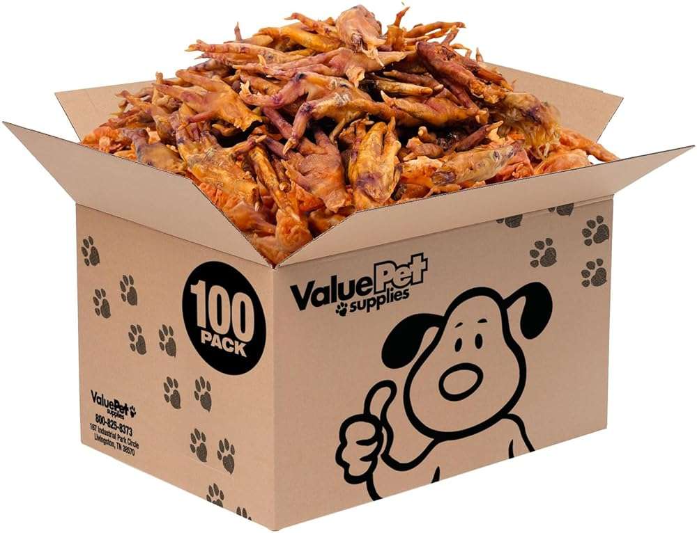 ValueBull Chicken Feet for Dogs, 100 Count Bulk Pack - All Natural Dog Chew, Hip and Joint Chew, Single Ingredient Dog Treat - Image 1