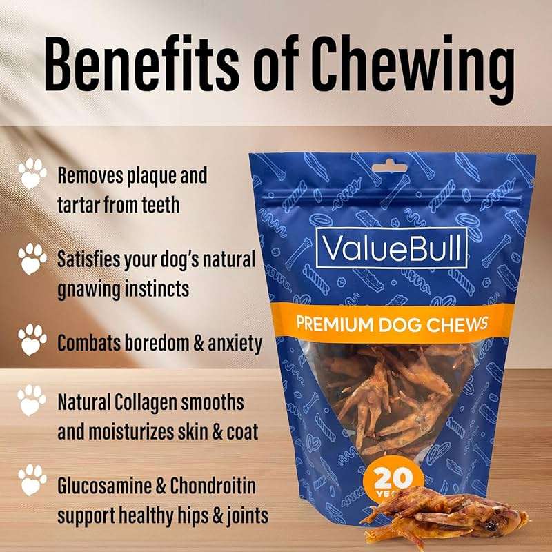 ValueBull Chicken Feet for Dogs, 100 Count Bulk Pack - All Natural Dog Chew, Hip and Joint Chew, Single Ingredient Dog Treat - Image 2