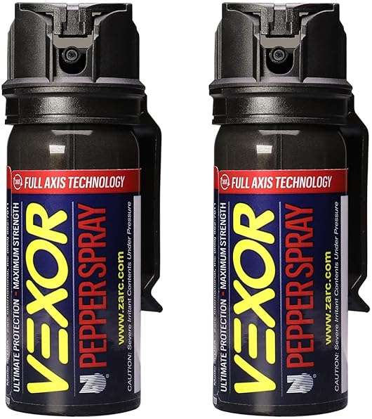 Zarc Vexor Pepper Spray with Belt Clip, 360° Full Axis Technology, Flip Top Safety, 20-Foot Range, 1.8 fl oz - Image 1