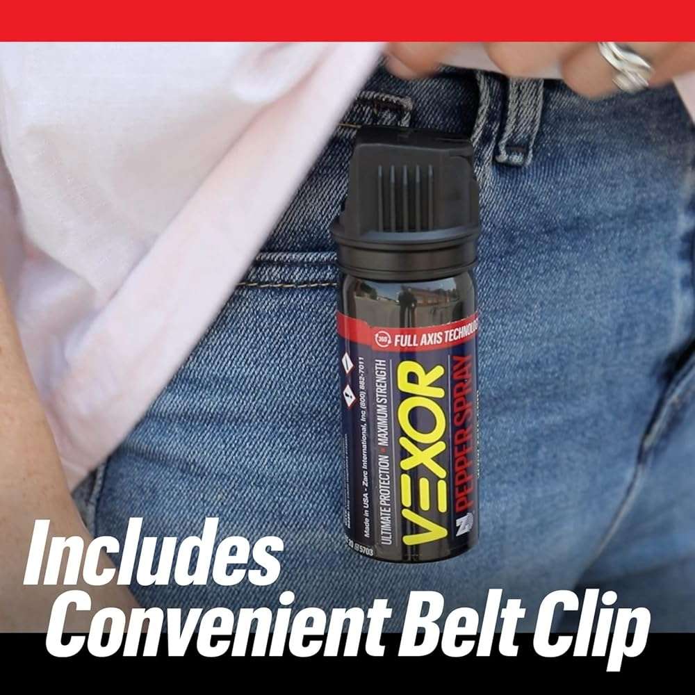 Zarc Vexor Pepper Spray with Belt Clip, 360° Full Axis Technology, Flip Top Safety, 20-Foot Range, 1.8 fl oz - Image 5