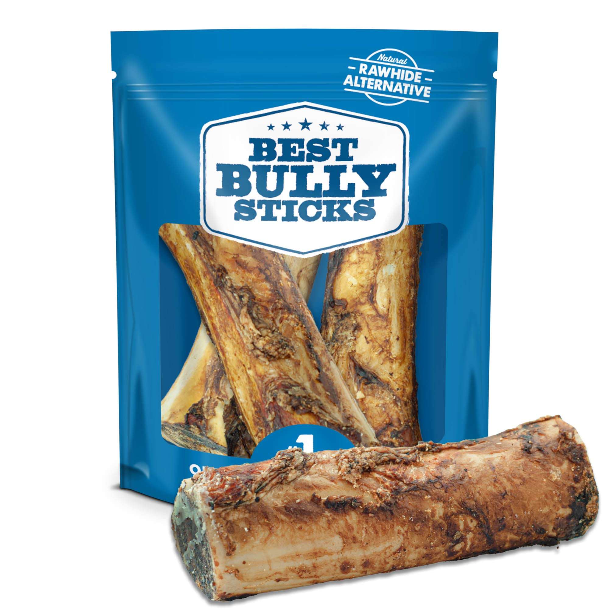 Best Bully Sticks Marrow Bones - 3 Count (Pack of 1) - USA Packed, Healthy Snack, Grass-Fed Beef, Long-Lasting, Great for Large Breeds - Image 1