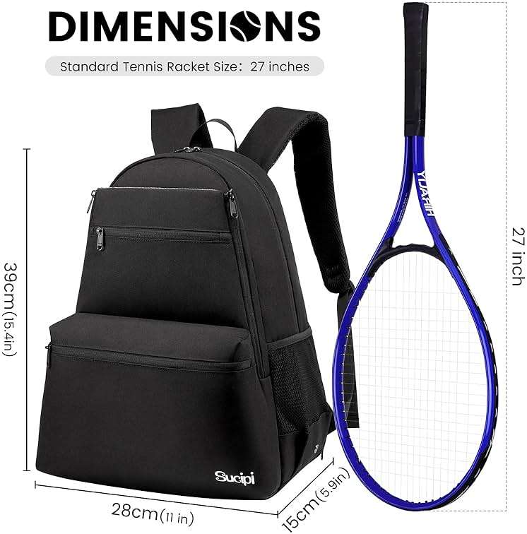 Sucipi Tennis Bag Professional Tennis Backpack for Men and Women Racket Bags Holds 2 Rackets with Ventilated Shoe Compartment - Image 5