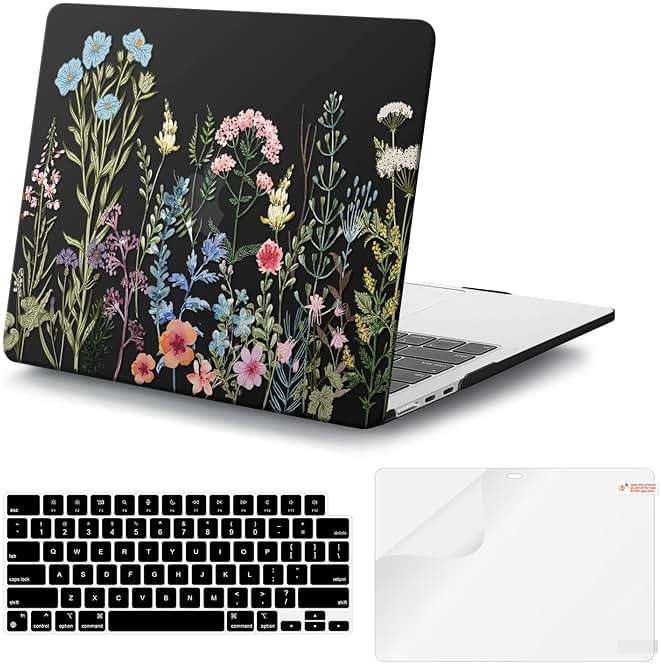 iCasso for MacBook Air 13 inch Case 2025 2024-2022 Release M4 A3240 M3 A3113 A2681 M2 with Liquid Retina Display, Hard Plastic Shell for Mac Air 13.6, TPU Keyboard Cover&Screen Protector, Weeds - Image 1