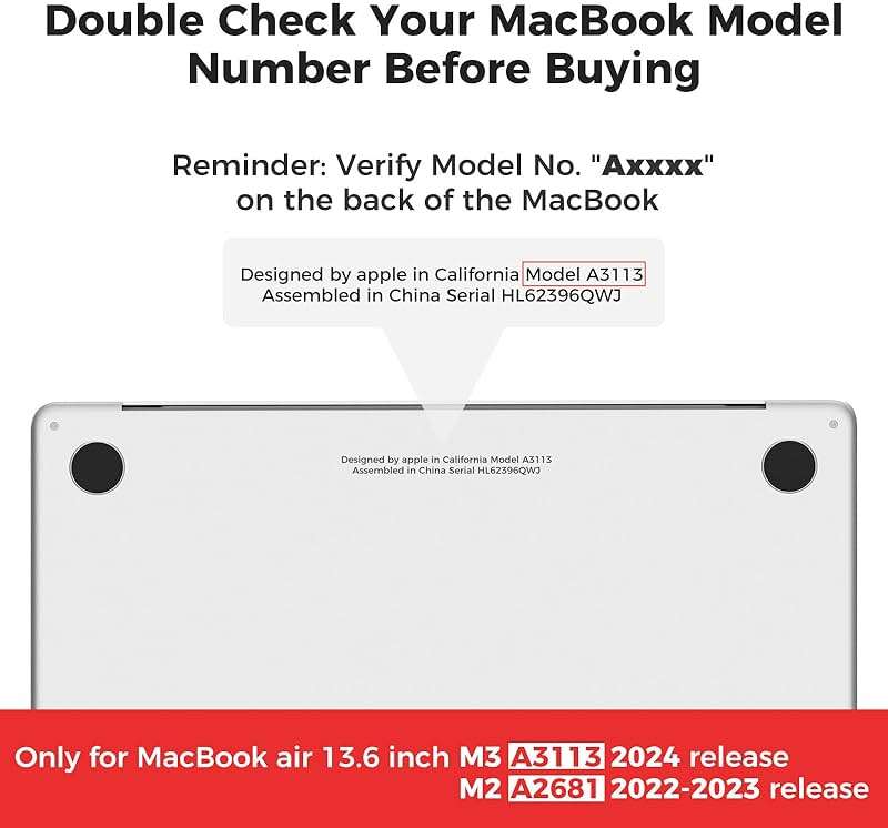 iCasso for MacBook Air 13 inch Case 2025 2024-2022 Release M4 A3240 M3 A3113 A2681 M2 with Liquid Retina Display, Hard Plastic Shell for Mac Air 13.6, TPU Keyboard Cover&Screen Protector, Weeds - Image 2