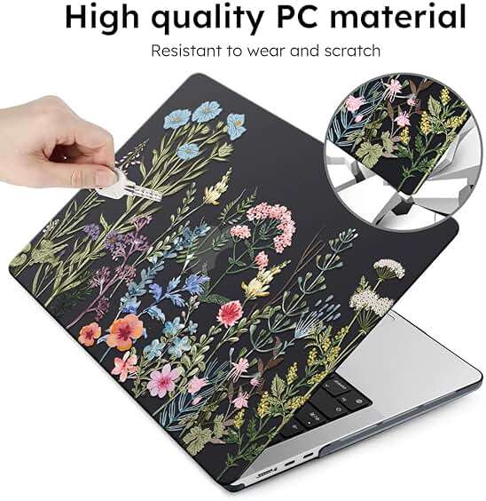 iCasso for MacBook Air 13 inch Case 2025 2024-2022 Release M4 A3240 M3 A3113 A2681 M2 with Liquid Retina Display, Hard Plastic Shell for Mac Air 13.6, TPU Keyboard Cover&Screen Protector, Weeds - Image 4