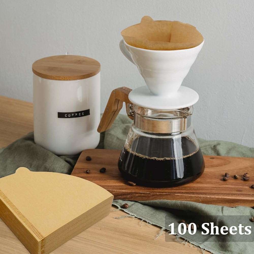 Cone Coffee Filters Size 01, 100 Count Unbleached 1-2 Cups Disposable V01 Coffee Paper Filters, Compatible with Cone Shaped Pour Over Coffee Filter and Drip Coffee Maker - Image 2