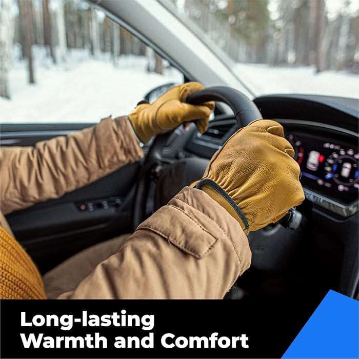 toolant Winter Leather Work Gloves, Warm 3M Thinsulate Lining for Cold Weather Work, Thermal Insulated Gloves - Image 3