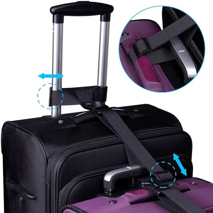 Wisdompro 2 Pcs Add a Bag Luggage Strap, Heavy Duty Adjustable Suitcase Belt Travel Attachment Travel Accessories for Connecting Your Luggage Together - Black (T-Type and Normal) - Image 5