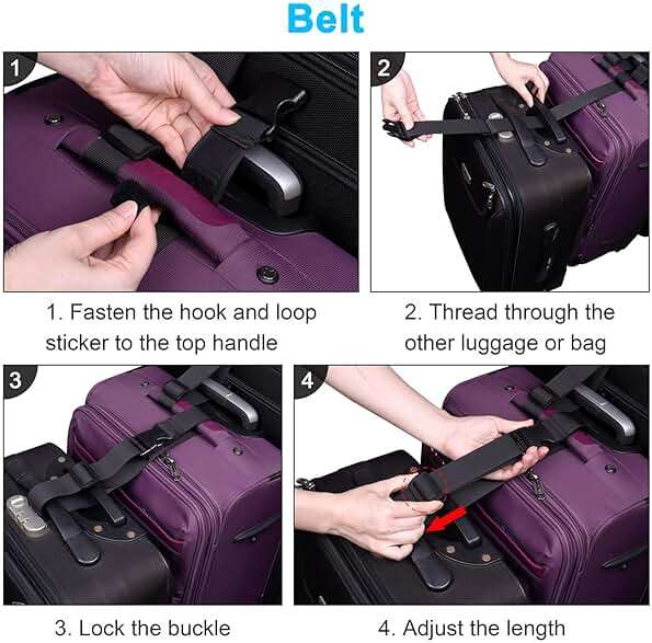 Wisdompro 2 Pcs Add a Bag Luggage Strap, Heavy Duty Adjustable Suitcase Belt Travel Attachment Travel Accessories for Connecting Your Luggage Together - Black (T-Type and Normal) - Image 7