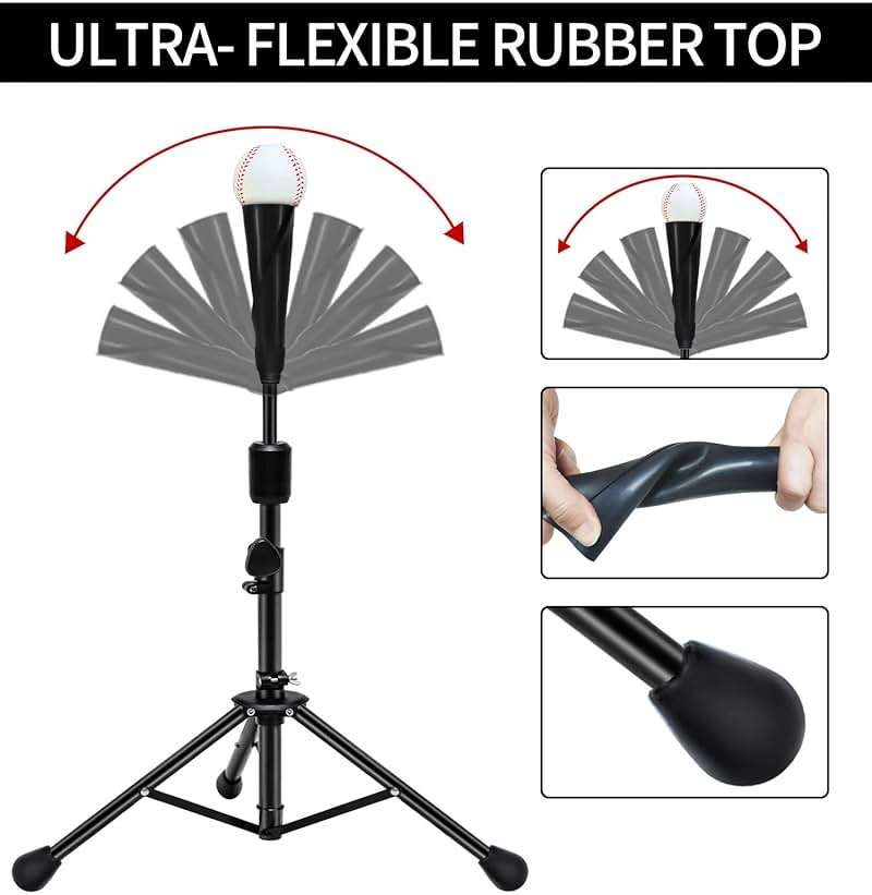 FDLS Baseball Batting tee for Adults and Youth Teens, Portable Tripod Stand Base Tee Easy Adjustable Height 27 to 46 inches for Hitting Training Practice, with Carrying Bag - Image 3