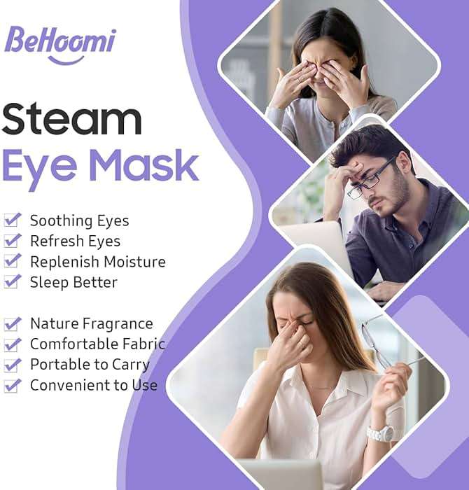 BeHoomi 20 Packs Steam Eye Mask, Heated Eye Mask Warm Compress for Eyes, Disposable Self Heating Steam Mask for Home, Sleep, Spa, Travel Essentials & Relaxation Gifts for Women (Lavender) - Image 3