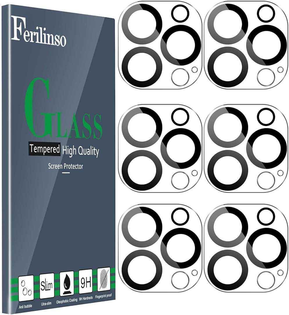 Ferilinso [6 Pack] Camera Lens Protector for iPhone 14 Pro Max iPhone 15 Pro Max iPhone 14 Pro iPhone 15 Pro Accessories camera screen Cover 9H Glass Unbreakable Protection Case Friendly - Image 1