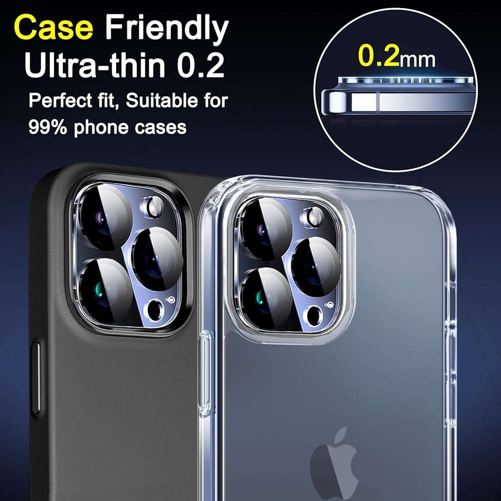 Ferilinso [6 Pack] Camera Lens Protector for iPhone 14 Pro Max iPhone 15 Pro Max iPhone 14 Pro iPhone 15 Pro Accessories camera screen Cover 9H Glass Unbreakable Protection Case Friendly - Image 4