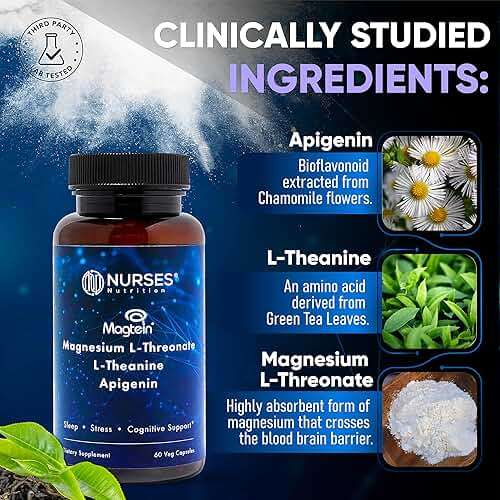 Clinically Studied – Premium High Absorption Magnesium Sleep Supplement – Magnesium L-Threonate L-Theanine Apigenin – Sleep & Stress Support – Third Party Tested – Made in USA – Gluten Free - Image 4