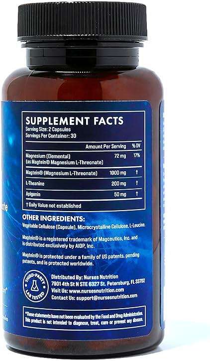 Clinically Studied – Premium High Absorption Magnesium Sleep Supplement – Magnesium L-Threonate L-Theanine Apigenin – Sleep & Stress Support – Third Party Tested – Made in USA – Gluten Free - Image 9