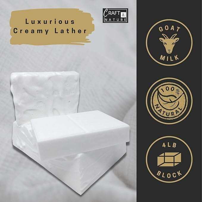 Craft & Nature 4 LB All Natural Unscented Goat Milk Moisturizing Glycerin Melt And Pour Soap Base for Soap Making - Image 3