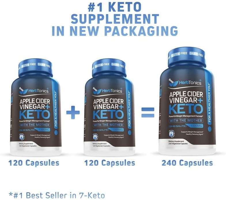 Herbtonics Apple Cider Vinegar + Keto BHB Capsules | GLP-1 Support for Appetite, Cravings & Weight Management | Metabolism Support with Satiety Support | 240 Capsules - 4 Month Supply - Image 2