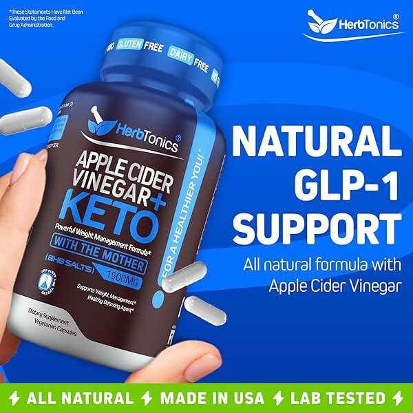 Herbtonics Apple Cider Vinegar + Keto BHB Capsules | GLP-1 Support for Appetite, Cravings & Weight Management | Metabolism Support with Satiety Support | 240 Capsules - 4 Month Supply - Image 3