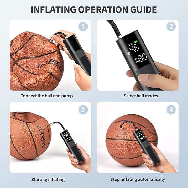 Pumteck MY01 Electric Ball Pump with Inflation & Deflation, Accurate Pressure Gauge and 4 Preset Modes, Automatic Ball Pump for Basketball, Soccer, Football and Volleyball (Max 15 PSI) - Image 4