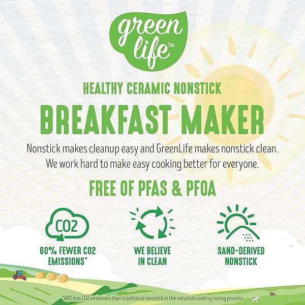 GreenLife 3-in-1 Breakfast Maker Station, Healthy Ceramic Nonstick Dual Griddles for Eggs Meat Sausage Bacon Pancakes and Breakfast Sandwiches, 2 Slice Toast Drawer, Easy-to-use Timer, Pink - Image 10