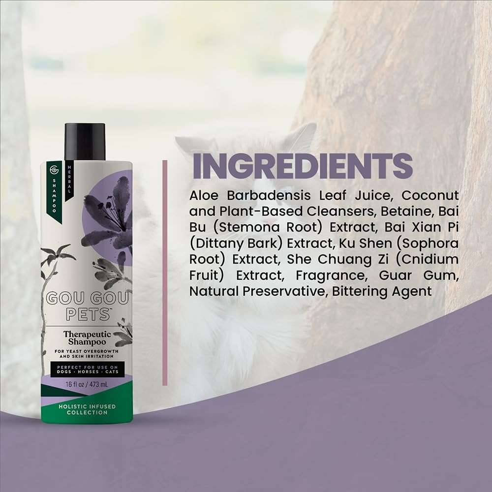 Gou Gou Pets Holistic Natural Anti-Fungal Shampoo for Dogs, Cats & Horses: Veterinarian Recommended: Relieve Itching & Flaking Skin Caused By Fungal Infections & Skin Conditions - Made in USA - 16 oz - Image 7