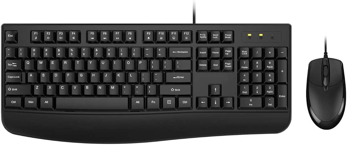 Wired Keyboard and Mouse Combo, EDJO Full-Sized Ergonomic Computer Keyboard with Palm Rest and Optical Wired Mouse for Windows, Mac OS Desktop/Laptop/PC - Image 1