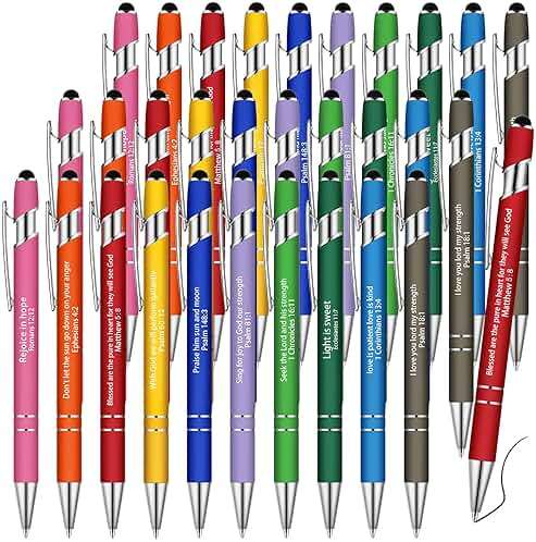 Geosar 30 Pcs Christian Bible Verse Ballpoint Pens Gifts for Women Inspirational Scripture Bulk Pens Motivational Quotes Funny Ballpoint Gifts for School Office Coworkers Teachers, Black Ink(Colorful) - Image 1