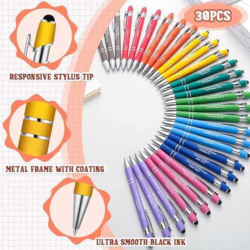 Geosar 30 Pcs Christian Bible Verse Ballpoint Pens Gifts for Women Inspirational Scripture Bulk Pens Motivational Quotes Funny Ballpoint Gifts for School Office Coworkers Teachers, Black Ink(Colorful) - Image 3