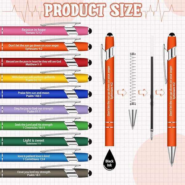 Geosar 30 Pcs Christian Bible Verse Ballpoint Pens Gifts for Women Inspirational Scripture Bulk Pens Motivational Quotes Funny Ballpoint Gifts for School Office Coworkers Teachers, Black Ink(Colorful) - Image 7