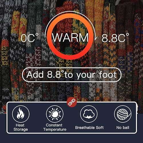 Heatuff Mens Warm Wool Socks Thermal Winter Thick Crew Pattern Socks Cold Weather 5 Pairs - Image 3