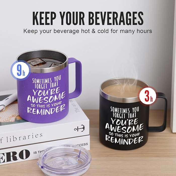 NOWWISH Inspirational 14oz Purple Mug with Handle, Sometimes You Forget You're Awesome Stocking Stuffer for Women, Unique Christmas Birthday Gifts for Her, Mom, Daughter, Wife - Image 4