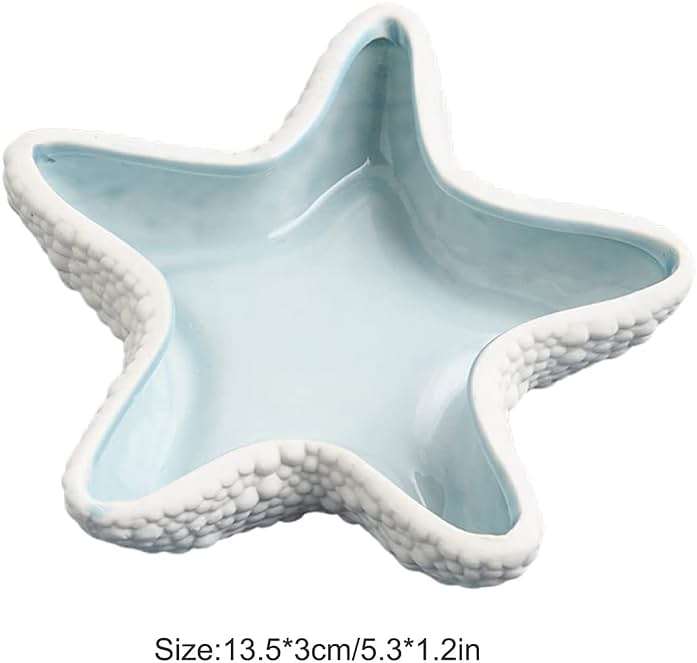 Linfye Starfish Jewelry Dish Tray - Ceramic Ring and Trinket Holder - Ocean Style Table Decoration for Earrings and Candy Storage - Image 7