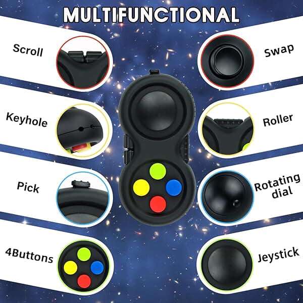 WTYCD Original Fidget Toy Game, Rubberized Classical Controller Fidget Concentration Toy with 8-Fidget Functions and Lanyard - Excellent for Relieving Stress and Anxiety - Image 4