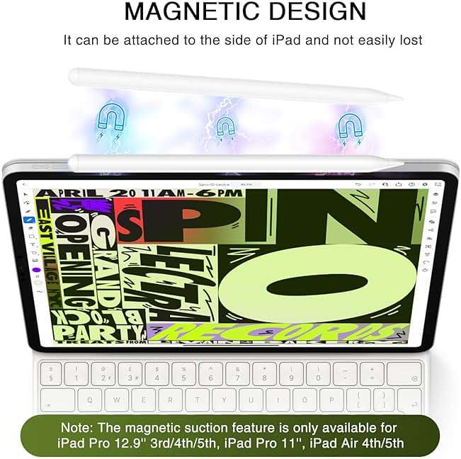 HATOKU Stylus Pen for iPad 2018-2025, 15 Mins Fast Charging Magnetic Pencil (1st Generation) with Tilt Sensitivity & Palm Rejection for iPad 6-8/9/10/11, Air 3/4/5/M2/M3, Mini 5/6/7, Pro 11/12.9/M4/M5 - Image 4