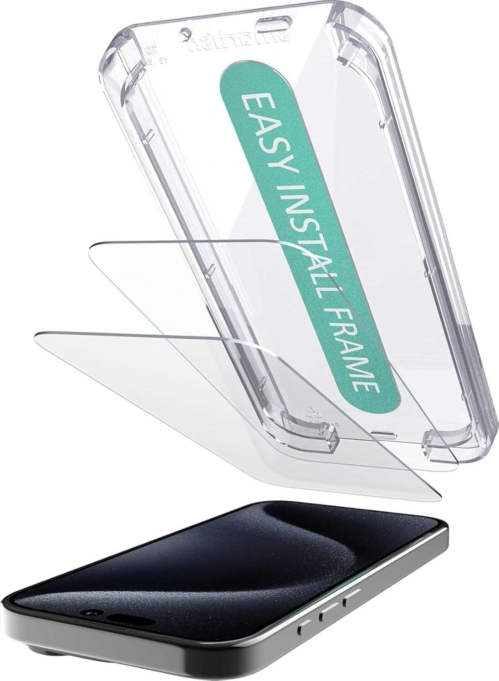 Smartish® iPhone 17e / 16e Screen Protector - 2-Pack Tempered Glass Screen Protectors + Cleaning Kit - Tuff Sheet - 9H Easy Install Frame [Scratch Resistant] Case-Friendly for Apple iPhone 17e / 16e - Image 1