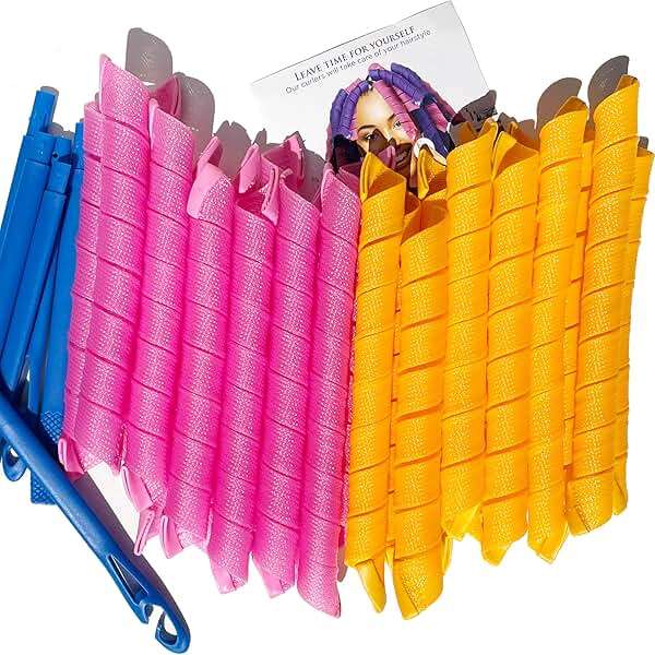 50 Pcs Heatless Spiral Hair Curlers 22inch Magic No Heat Hair Curls For Long Hair 6Pcs Styling Hooks DIY Hair Rollers Set（pink-orange） - Image 3