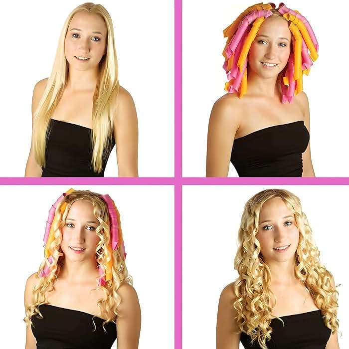 50 Pcs Heatless Spiral Hair Curlers 22inch Magic No Heat Hair Curls For Long Hair 6Pcs Styling Hooks DIY Hair Rollers Set（pink-orange） - Image 4